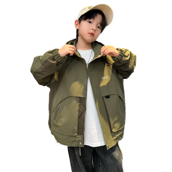 2024 New Fashion Autumn Children Trench Coats Boys Outerwear Casual Trend Windbreaker Jacket Baby Kids Bomber Hooded Clothing - Image 5