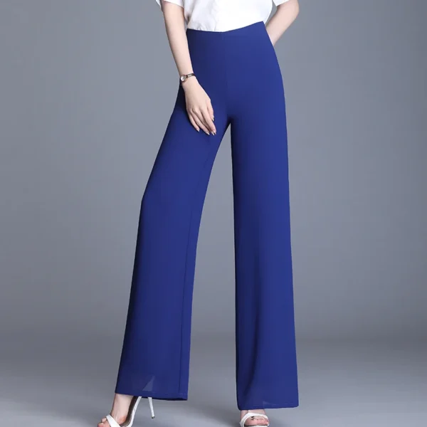 2023 Summer Chiffon Wide Leg Pants Women Vintage High Waist Black Pants Casual Long Trousers Women Loose Korean Pants - Image 4