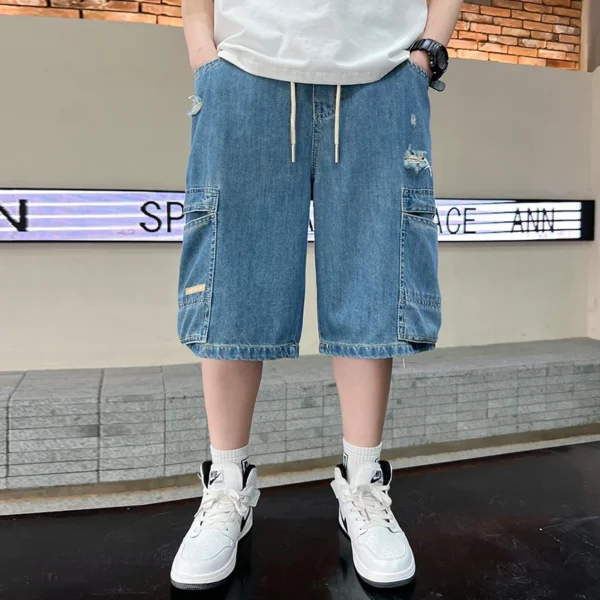 Kids New Summer Denim Shorts For Teen Boys Casual Knee-Length Jeans with Hole Elegant Teenage Child Fashion Shorts Pants 4-14Y - Image 3