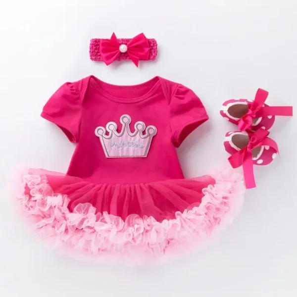 3Pcs Newborn Baby Girl Photography Clothes New Born 0-3 Months Baby Photography Shooting Photo Romper Tutu Dresses - Image 3