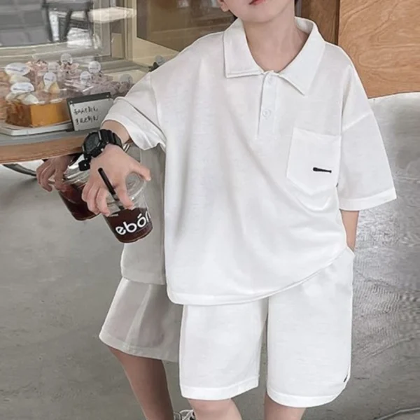 Kids' Polo Shirt T-shirt for A Boy Kid Costume 2025 Clothes Boutique Clothing 8 10 Year Old Junior Top Bottom Shorts Tees Set - Image 3