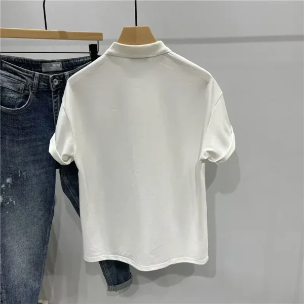 With Collar T Shirt for Men Black White Heather Plain Man Polo Shirts Basic New in Tops & Tees Cheap Clothes Top Kpop Wholesale - Image 2