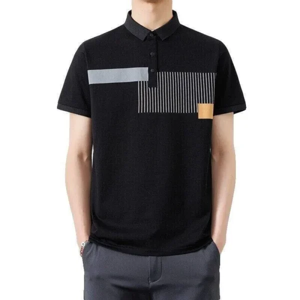 Summer Casual Fashion Polo Shirts Men Contrast Color Turn Down Collar Striped Polos Mens Youthful Vitality Loose Breathable Tops - Image 2