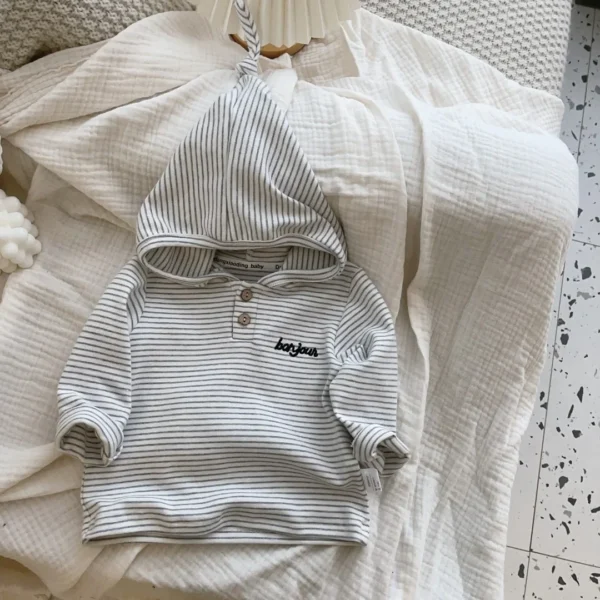 Autumn New Baby Clothes Infant Girls Hoodie Striped Boys Sweatshirts Toddler Tops Clothes - Image 6