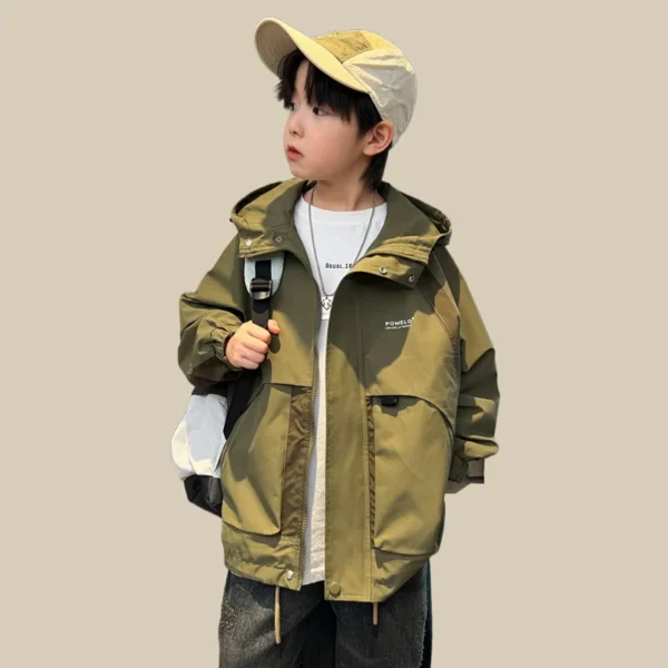 2024 New Fashion Autumn Children Trench Coats Boys Outerwear Casual Trend Windbreaker Jacket Baby Kids Bomber Hooded Clothing