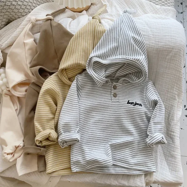 Autumn New Baby Clothes Infant Girls Hoodie Striped Boys Sweatshirts Toddler Tops Clothes - Image 2