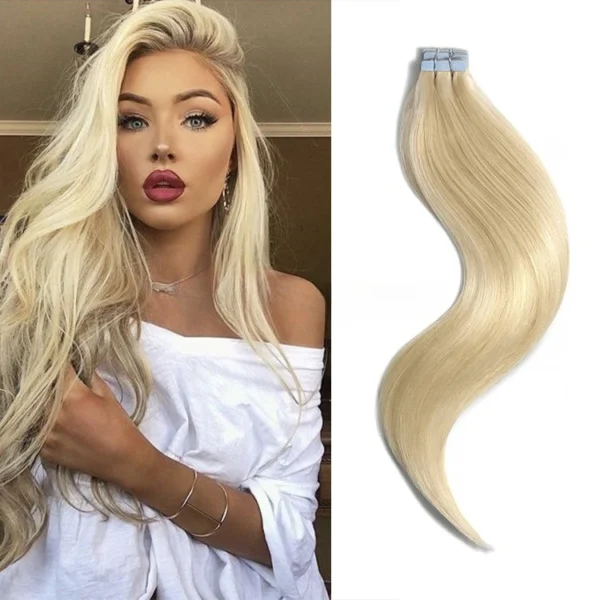 European and American wig female real color pu film human tape extension glue hair - Image 2