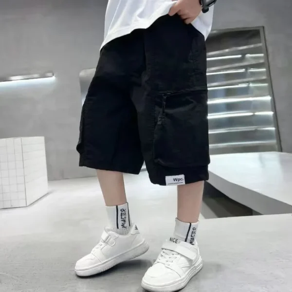 Boys Short Pants Mens Cargo Shorts Teens Loose Trousers with Pocket Outerwear 2025 Summer Children Football Clothes Casual - Image 3