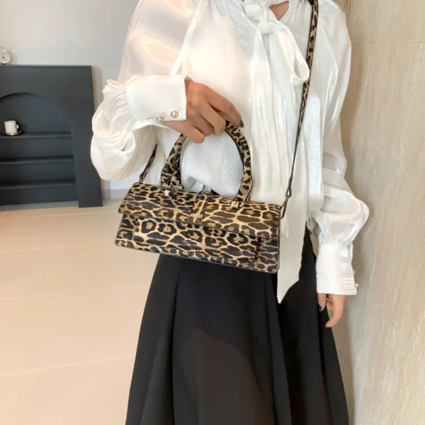 Top Brand Shoulder Bag Quality Pu Leather Classic Handbag Vintage Leopard Crossbody Bags For Women Khaki Brown Hand Bag Clutches - Image 2