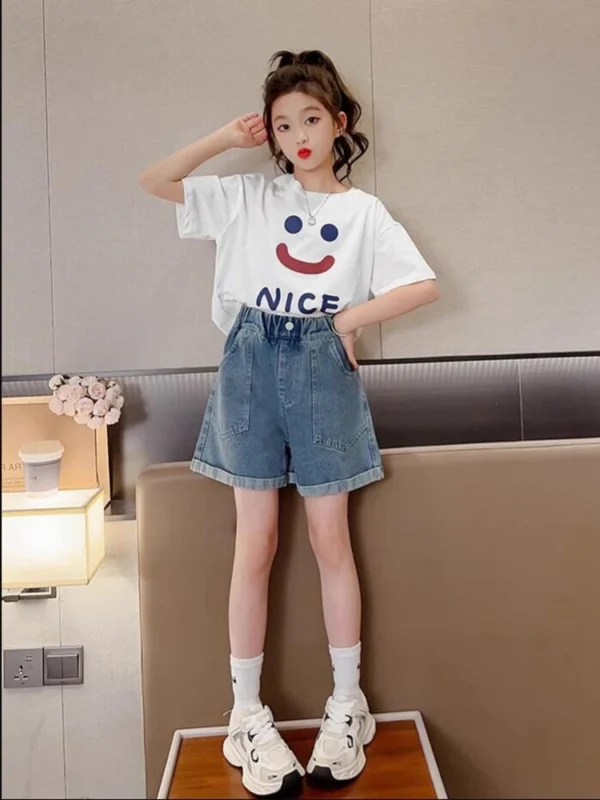 Hot Summer Baby Girls Shorts Summer Casual Denim Short Pants For 4-12Years Toddler Girls Pockets Design Jeans Shorts Teen Short - Image 5