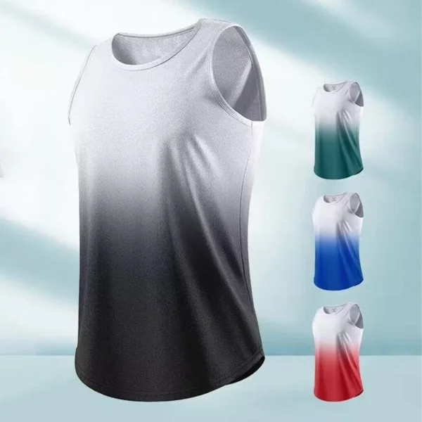 Bodybuilding Sleeveless Shirt Men Gradient Tank Tops Outdoor Activities L Muscle Gym Wear Sleeveless Top 10 Spandex Content - Image 2