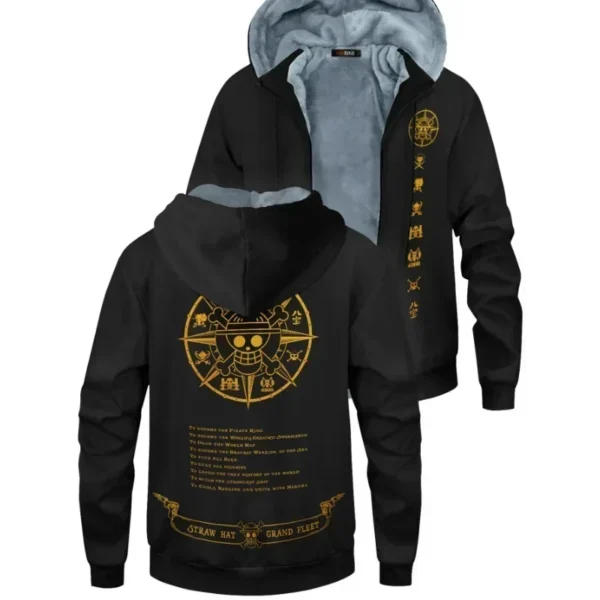 Velvet Thick Warm Winter Oversized One Piece Anime Hoodie Coat Zip Up Sweatshirt Winter Top Plus Size Boy Girl Coat Plush Jacket - Image 4