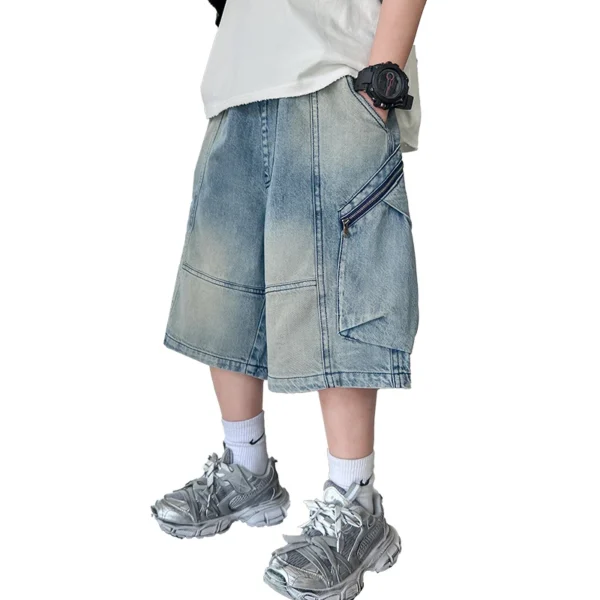 Kids New Summer Denim Shorts For Teen Boys Casual Knee-Length Jeans with Hole Elegant Teenage Child Fashion Shorts Pants 5-14T - Image 2