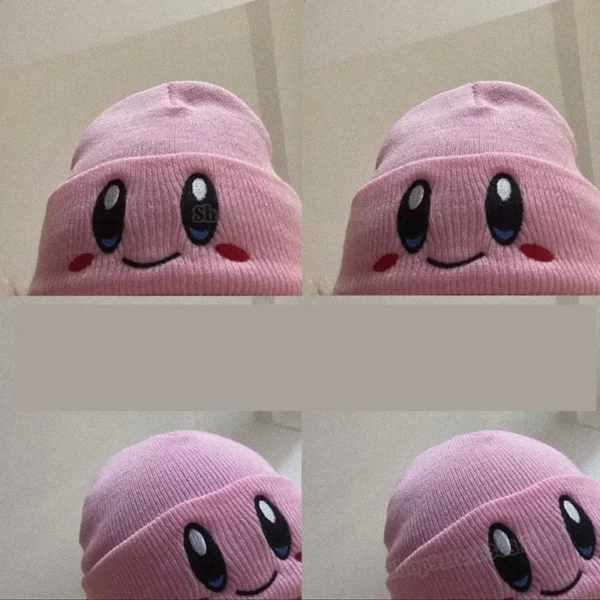Stars Kirby Bonnets for Women Kawaii Cartoon Beanies Kids Winter Warm Caps Sport Ski Wear Outdoor Woolen Hats Knitted Skullies - Image 5