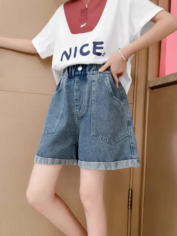 Hot Summer Baby Girls Shorts Summer Casual Denim Short Pants For 4-12Years Toddler Girls Pockets Design Jeans Shorts Teen Short