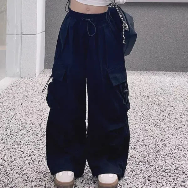 Trousers High Waist Vintage Casual Streetwear Baggy Pants 5-14Y Kids Hip Hop Joggers Pants Girls Cargo Pants Teenage Straight