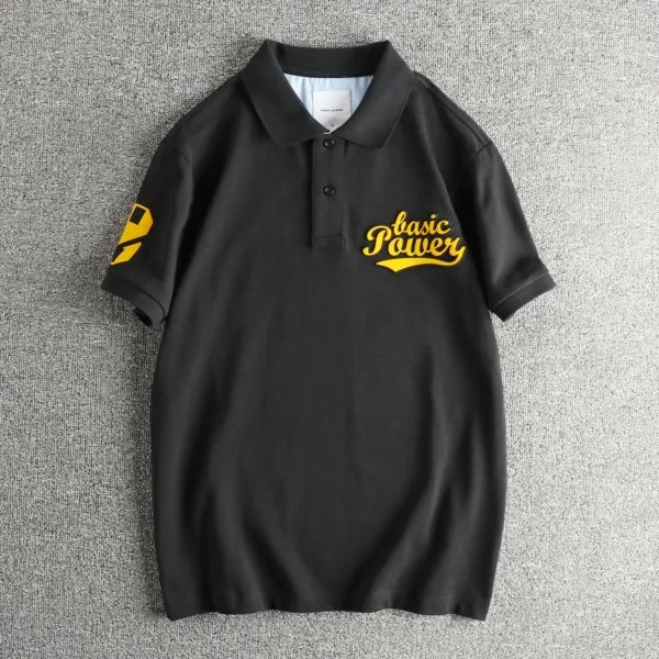 2025 Summer New American Retro Knitted 3D Letter Printed Polo Shirt Men's Fashion Washed Short Sleeve Lapel Youth Casual T-shirt