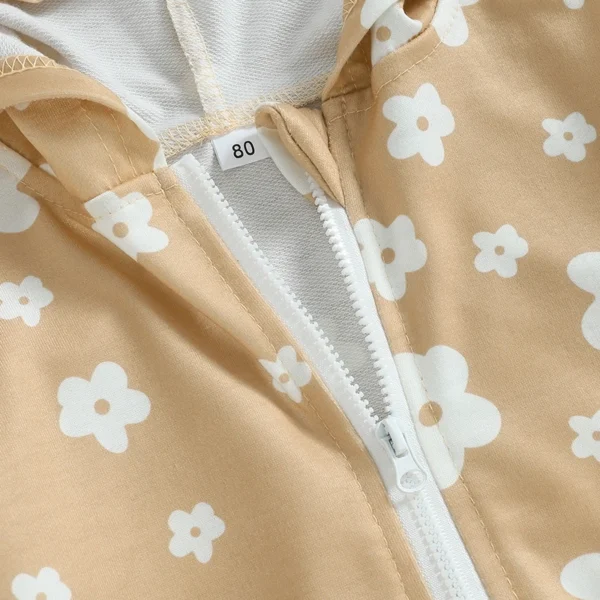 2023-06-11 Lioraitiin 0-24M Infant Baby Girls Hoodie Long Sleeve Hooded Flower Print Zip-up Sweatshirt Fall Jacket - Image 5