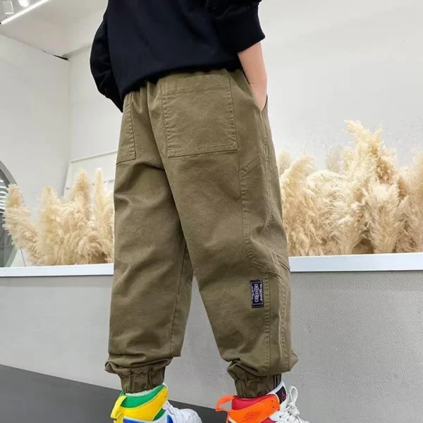 Spring Autumn Boys Casual Pants Teen Straight Trousers Kids Hip Hop Joggers Overalls For 4-14 Years Kids Cotton Baggy Sweatpants - Image 2