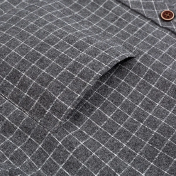 Men's Plaid Checkered Long Sleeve Casual Brushed Shirts Single Patch Pocket Fashion Chemise Homme Standard-fit Striped Shirt - Image 3