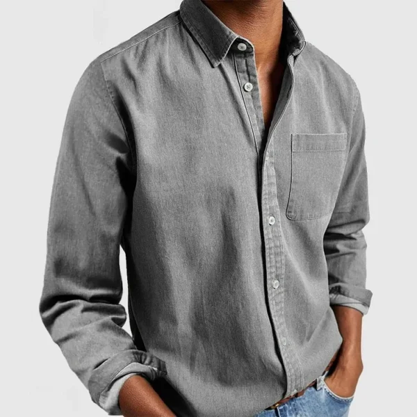 2025 New Spring Men's Shirt Long Sleeve Turn-down Collar Designer Clothes Button Blouse Imitation Denim Shirts for Men - Image 2
