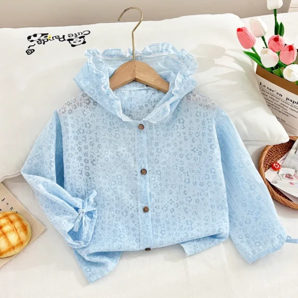 Girls Summer Thin Sun-protective Jacket Baby Breathable Hooded Cute Lace Floral Lightweight Coat Jackets Toddler Casual Clothing - Image 4
