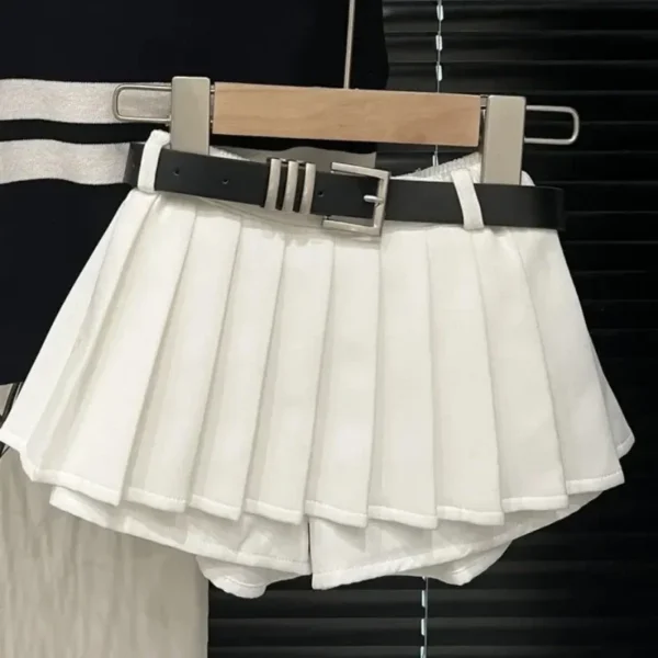 Fashionable Pleated Skirt Two Piece Set New Baby Girls Knitted Polo Shirt Summer Set Latest Children's Western Style Tank Top - Image 5