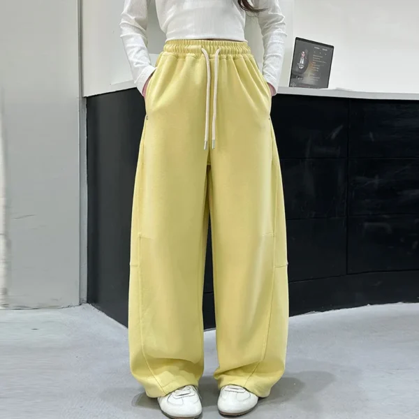 Teen School Girls Wide-Leg Sweatpants Dopamine Casual Joggers Arc Pants for Kids Trendy Banana-Cut Sporty Chic Trousers Age 5-14 - Image 2