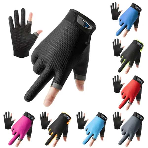 1 Pair Fishing Gloves 2 Cut Fingers Sport Cycling Men Breathable Drive Gloves Anti-slip Antiskid Fishing Wear for Fitness - Image 2