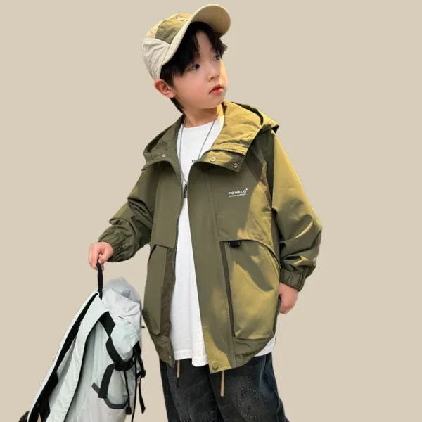 2024 New Fashion Autumn Children Trench Coats Boys Outerwear Casual Trend Windbreaker Jacket Baby Kids Bomber Hooded Clothing - Image 3