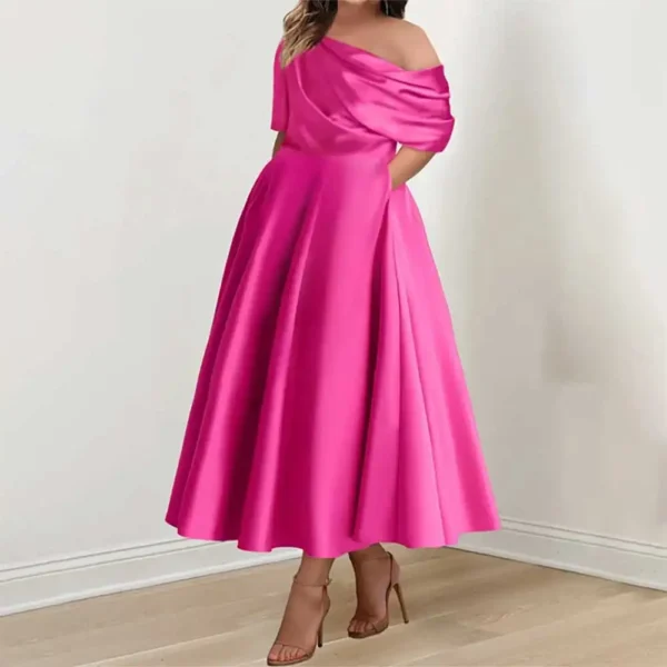 2025 Elegant One-Shoulder A-Line Evening Dress Pleat Formal Prom Party Gown Wedding Guest Cocktail Bridesmaid Floor-Length Dress - Image 2
