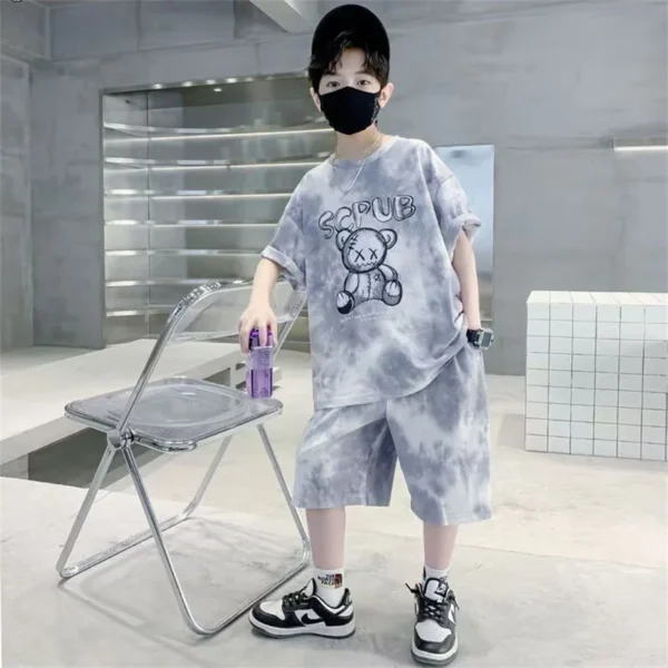 summer Teenager Boys Clothes Casual Outfit Kids Tracksuit Child cartoon loose t shirt + shorts hot pant 4 7 8 10 12 11 Year - Image 2