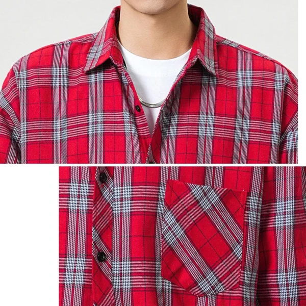 2025 New Loose Casual Men's Checkered Long Sleeve Shirt, Youth, Student Daily Spring and Summer Jacket.M-4XL - Image 5