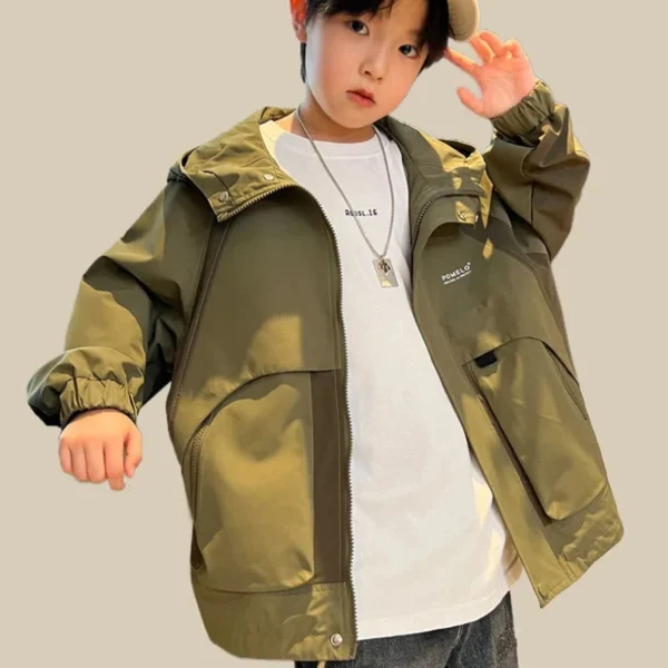2024 New Fashion Autumn Children Trench Coats Boys Outerwear Casual Trend Windbreaker Jacket Baby Kids Bomber Hooded Clothing - Image 6