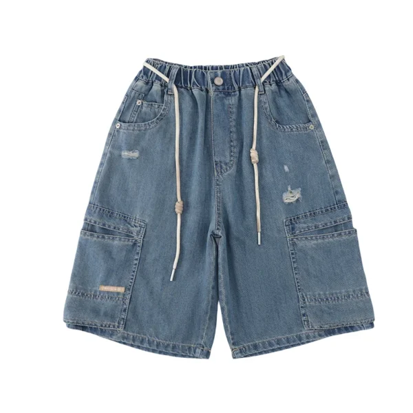 Kids New Summer Denim Shorts For Teen Boys Casual Knee-Length Jeans with Hole Elegant Teenage Child Fashion Shorts Pants 4-14Y