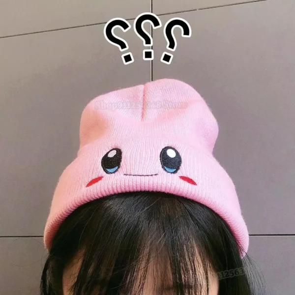 Stars Kirby Bonnets for Women Kawaii Cartoon Beanies Kids Winter Warm Caps Sport Ski Wear Outdoor Woolen Hats Knitted Skullies - Image 4