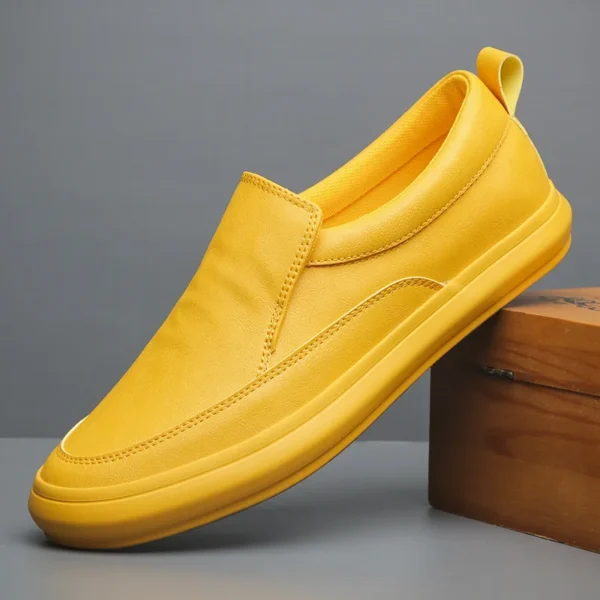 New PU Leather Shoes Brand Autumn Men Casual Shoes Handmade Loafers Comfy Moccasins Breathable Slip on Board Flats Sneakers - Image 4
