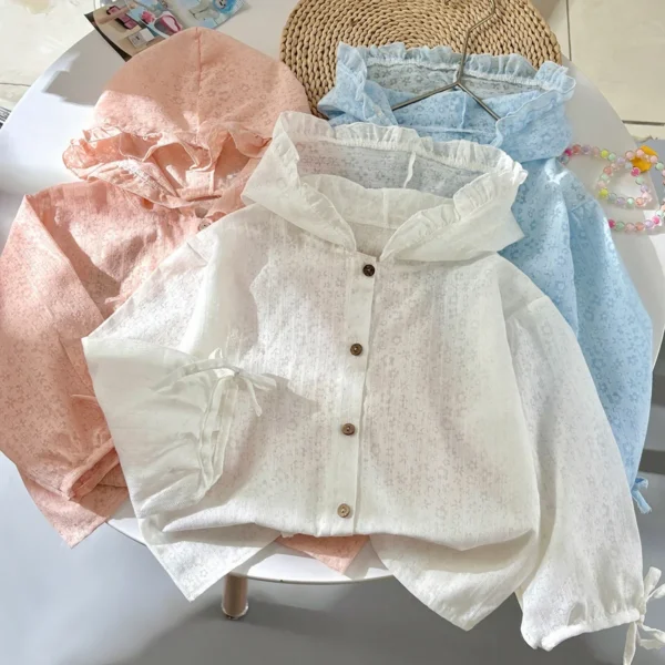 Girls Summer Thin Sun-protective Jacket Baby Breathable Hooded Cute Lace Floral Lightweight Coat Jackets Toddler Casual Clothing