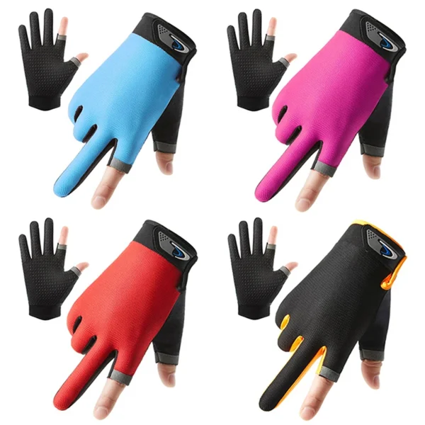 1 Pair Fishing Gloves 2 Cut Fingers Sport Cycling Men Breathable Drive Gloves Anti-slip Antiskid Fishing Wear for Fitness - Image 3