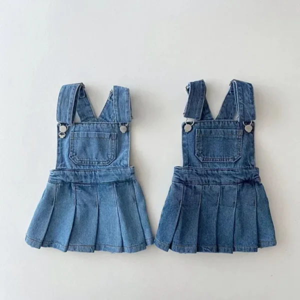 Denim Suspender Skirt Spring and Summer Korean New Fashionable Casual All-match Cute Denim Pleated Skirt