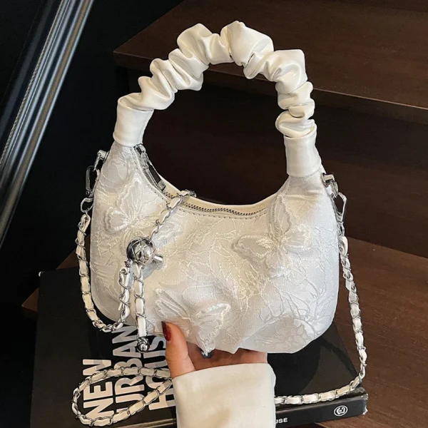 New Chinese Butterfly Small Bag Women Summer New Popular Versatile Wrinkle Cloud Crossbody Bags Chain Sweet One Shoulder Bag - Image 5