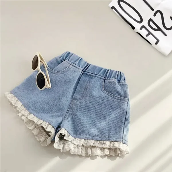 Hot Summer Baby Girls Shorts Summer Casual Denim Short Pants For 3-10Y Toddler Girls Pockets Design Jeans Shorts Teen Short - Image 2