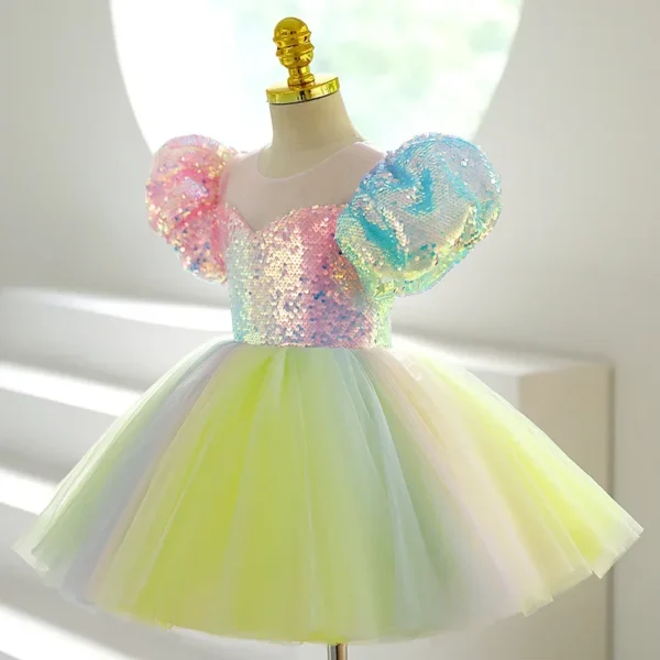 Baby Girl First Birthday Party Dress Multicolour Kids Tutu Ball Gowns Luxury Sequin Evening Dresses Formal Robe Children Vestido - Image 3