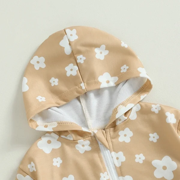 2023-06-11 Lioraitiin 0-24M Infant Baby Girls Hoodie Long Sleeve Hooded Flower Print Zip-up Sweatshirt Fall Jacket - Image 4