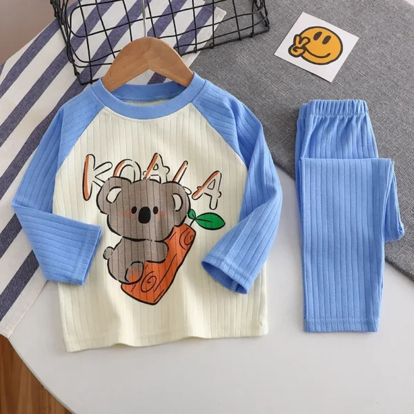 New Baby Boys Girls Warm Pajamas Kids Cute Cartoon Animal O-neck T-Shirt Tops + Pants Pyjamas Autumn Underwear Clothing Sets - Image 6