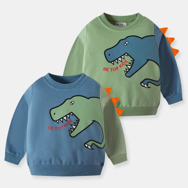 Spring Kids hoodies sweatshirts cotton Cartoon Print 3D crocodile boys girls Sweater toddler tops baby tees children clothing