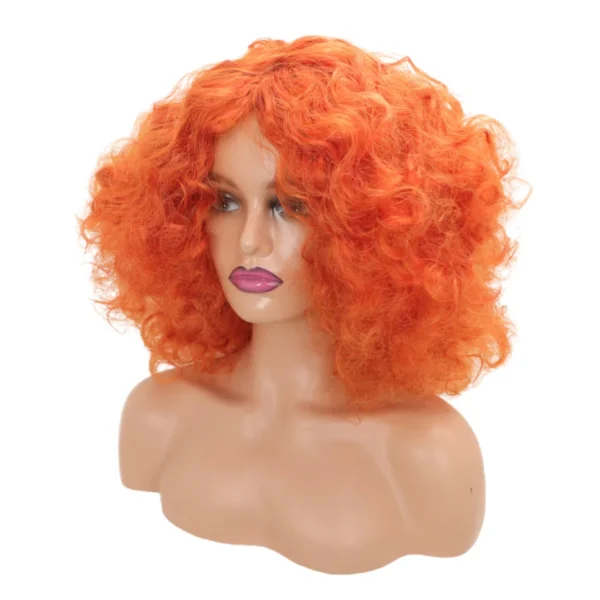 Medium Long Fluffy Curly Orange Red Cosplay Synthetic Hair Extension Women Costume Pink Party Wigs Afro Kinky Curly on Promotion - Image 6