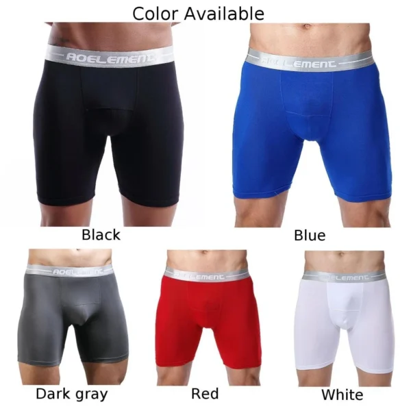 Men Modal Underwear Long Leg Briefs Soft Sport Fitness Breathable Bulge Pouchshorts Hombre Bikini Swimwear Pants - Image 5