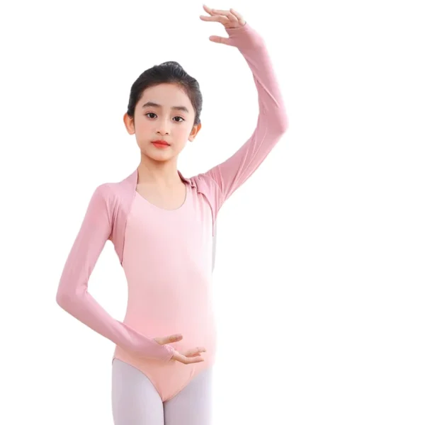 Girl Wrap Dance Sweater Pink Soft Ballet Warm Up Jacket for Leotards Long Sleeve Bolero Cardigan Shrug Open Front Crop Top Kids - Image 6