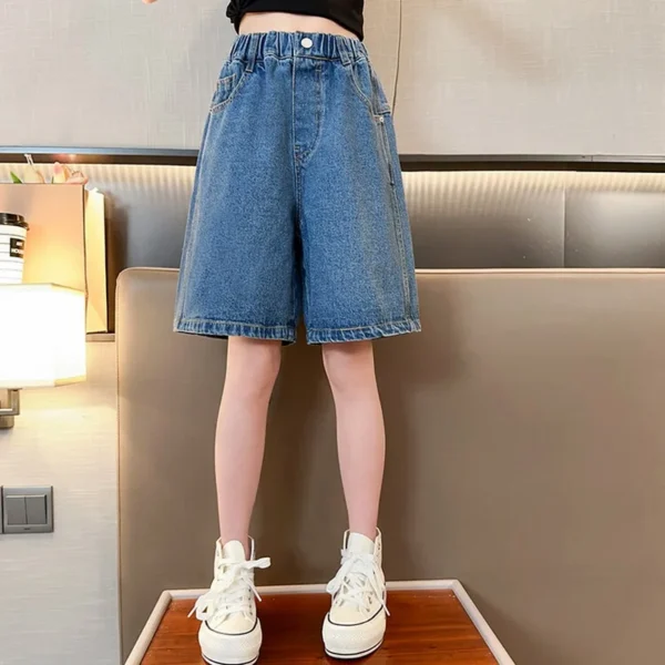 Fashion Girl Short Jeans Children Girls Jeans Shorts Solid Girls Half Pants Clothing Teens New Summer Fashion Girls Denim Shorts - Image 5